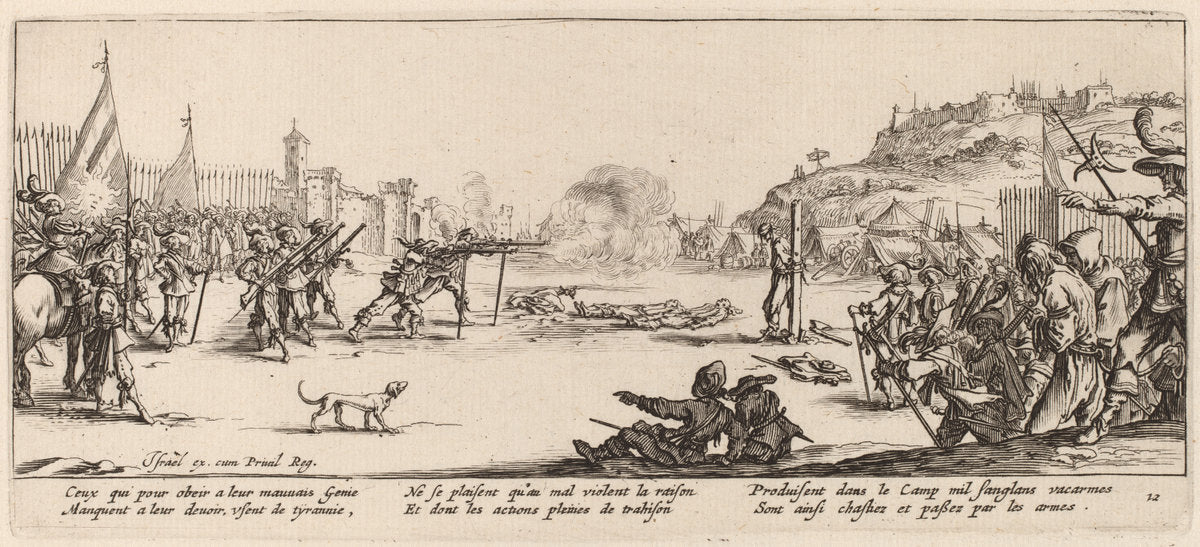 The Firing Squad by Gerrit van Schagen after Jacques Callot (Dutch, c. 1642 - 1690 or after), 16X12"(A3)Poster Print