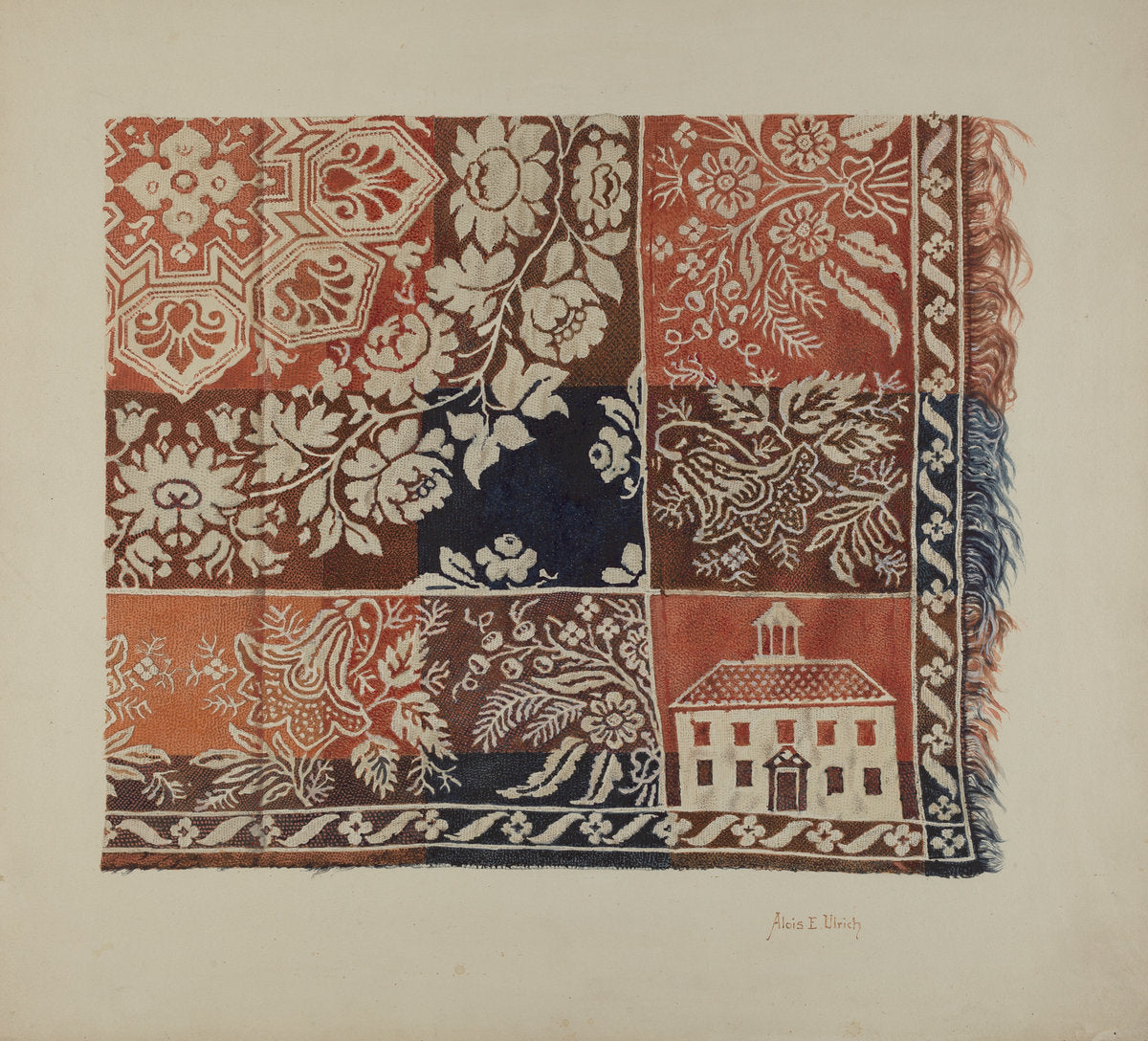 Woven Coverlet by Alois E. Ulrich (American, active c. 1935), 16X12"(A3)Poster Print