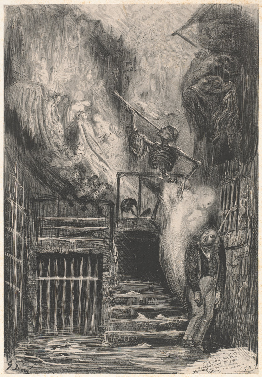 Rue de la Vieille lanterne [The Suicide of Gérard de Nerval] by Gustave Doré (French, 1832 - 1883), 16X12"(A3)Poster Print