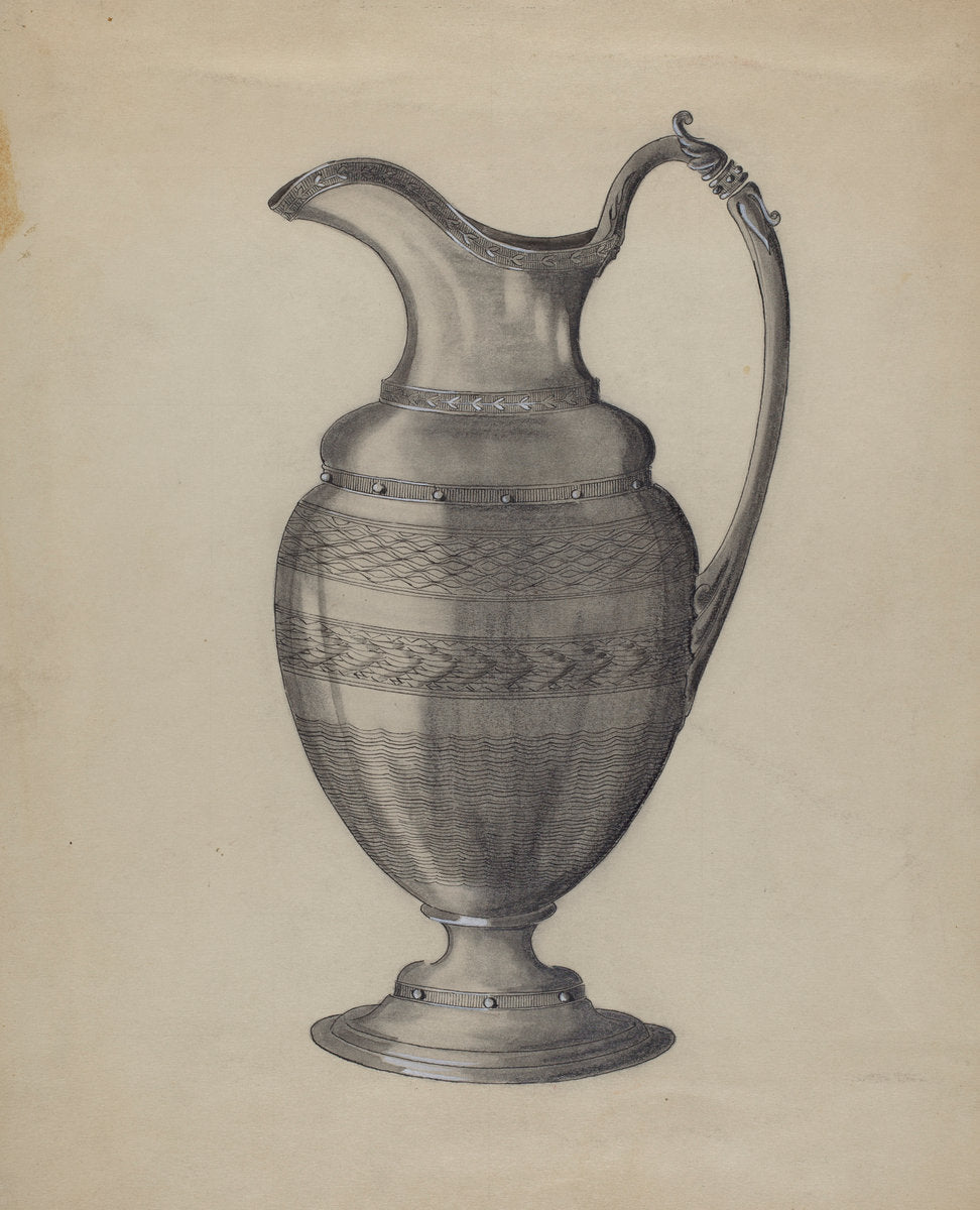 Pewter Pitcher by Gertrude Schmidt (American, active c. 1935), 16X12"(A3)Poster Print