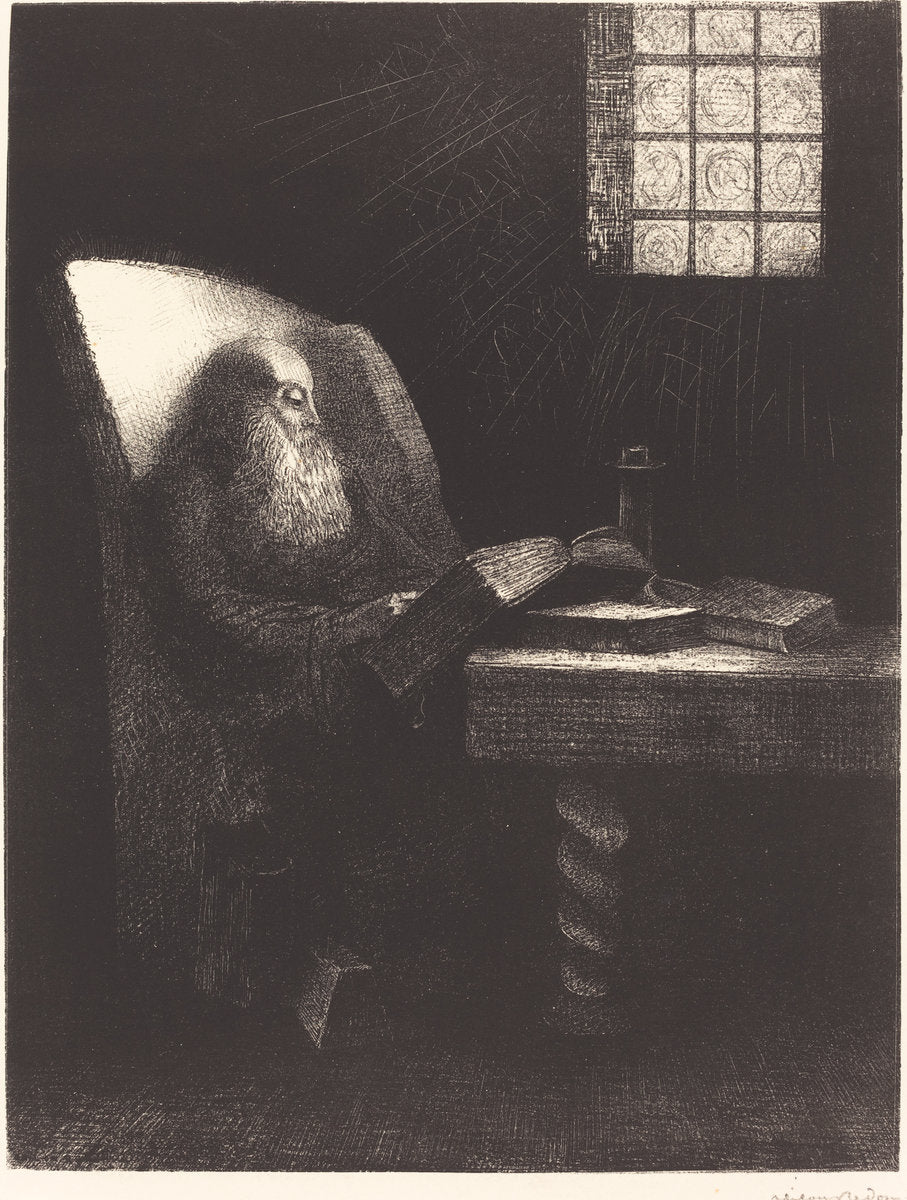Le Liseur (The reader) by Odilon Redon (French, 1840 - 1916), 16X12"(A3)Poster Print