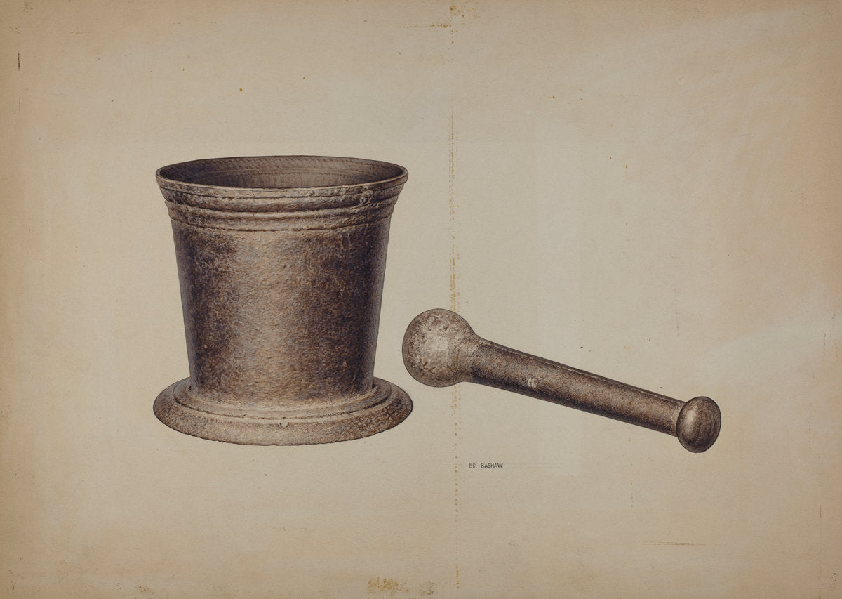 Mortar and Pestle by Edward Bashaw (American, active c. 1935), 16X12"(A3)Poster Print