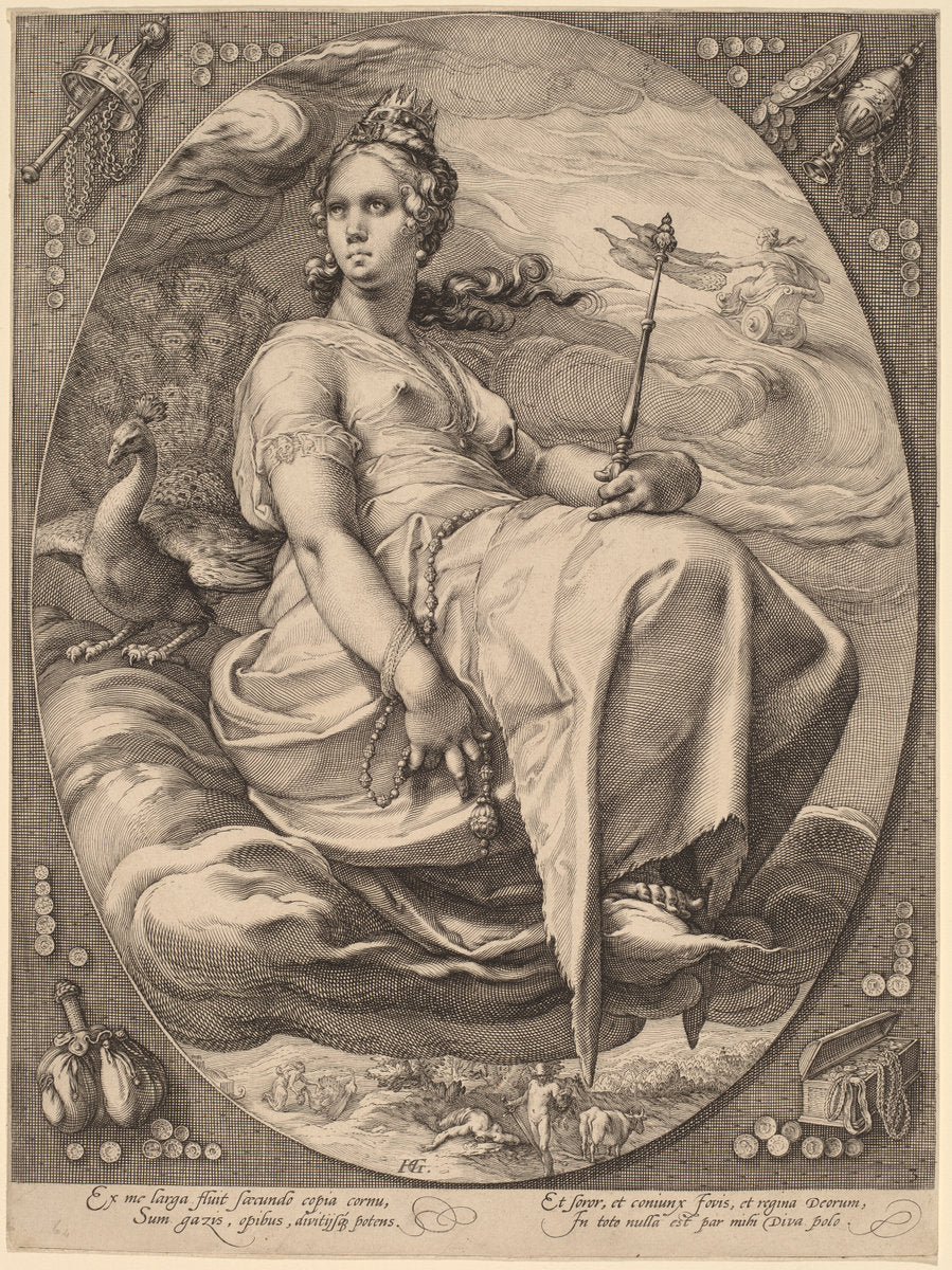 Juno by Jan Pietersz Saenredam, after Hendrik Goltzius (Dutch, 1565 - 1607), 16X12"(A3)Poster Print