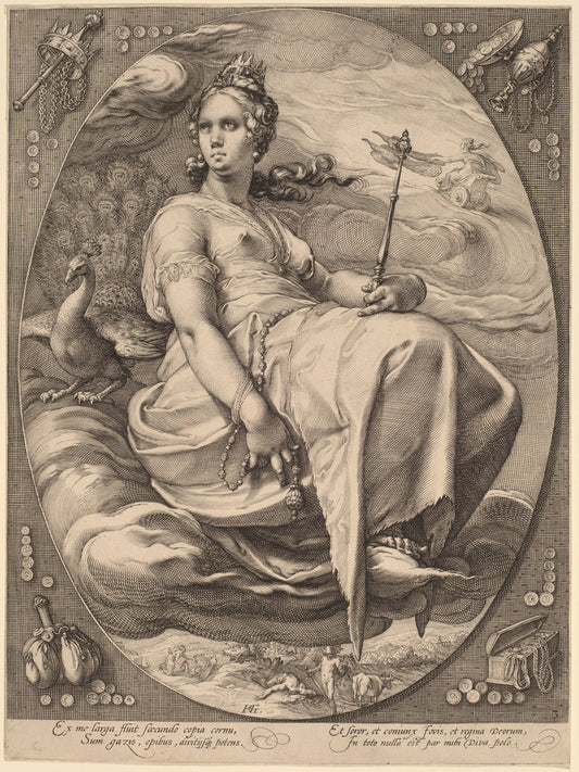 Juno by Jan Pietersz Saenredam, after Hendrik Goltzius (Dutch, 1565 - 1607), 16X12"(A3)Poster Print