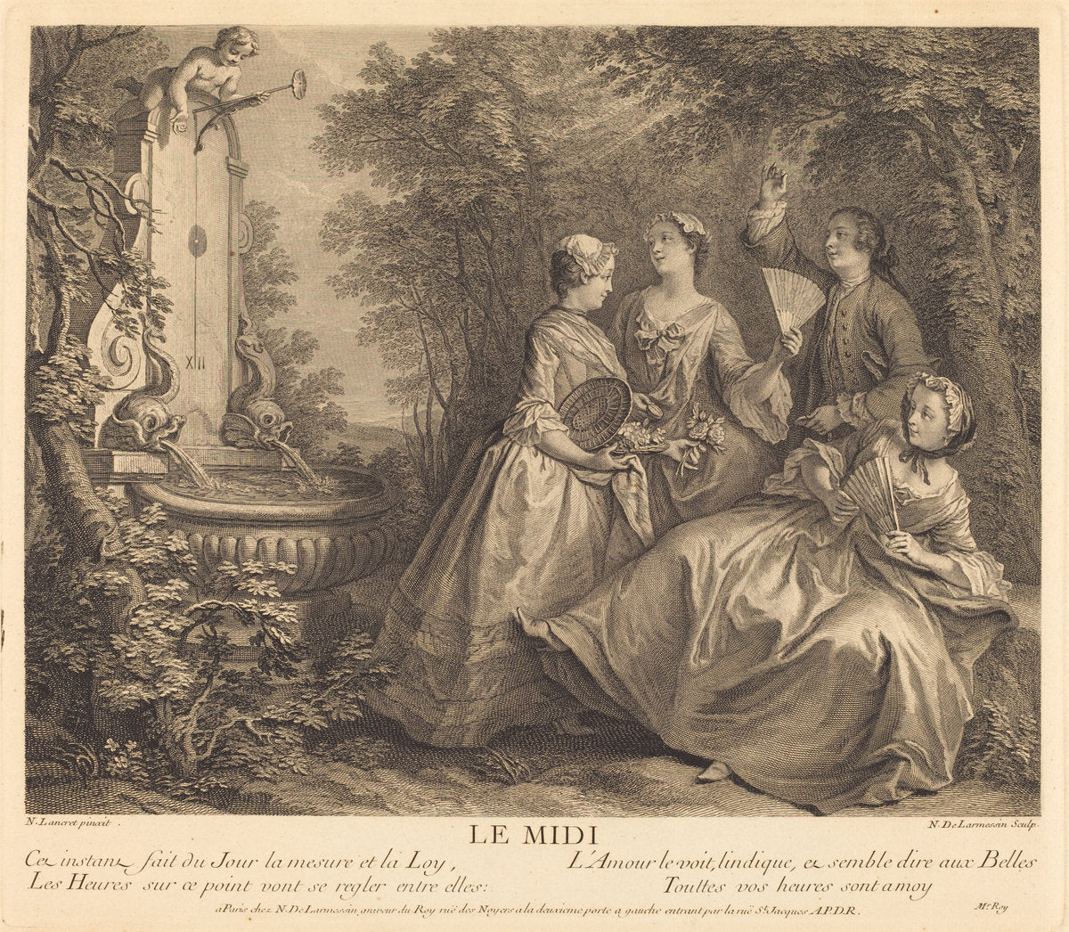 Le midi by Nicolas de Larmessin IV after Nicolas Lancret (French, 1684 - 1753 or 1755), 16X12"(A3)Poster Print