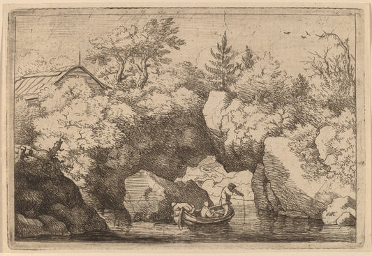 Skiff under a Cleft Rock by Allart van Everdingen (Dutch, 1621 - 1675), 16X12"(A3)Poster Print