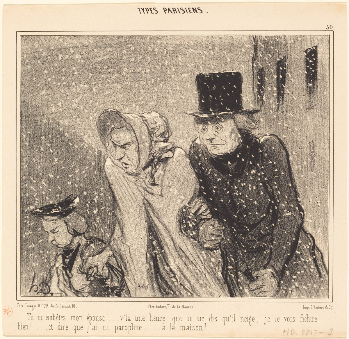 Tu m'embêtes, mon épouse!... v'la une heure... by Honoré Daumier (French, 1808 - 1879), 16X12"(A3)Poster Print