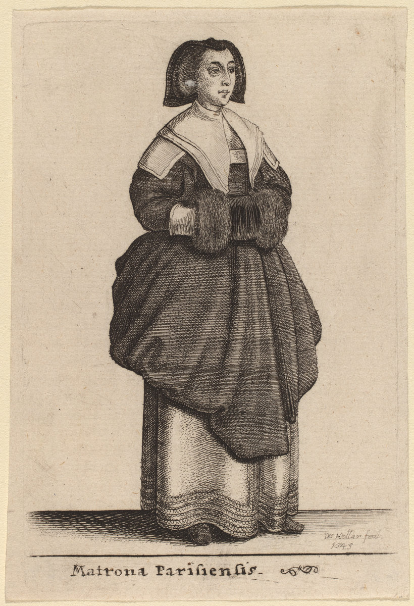 Matrona Parisiensis by Wenceslaus Hollar (Bohemian, 1607 - 1677), 16X12"(A3)Poster Print