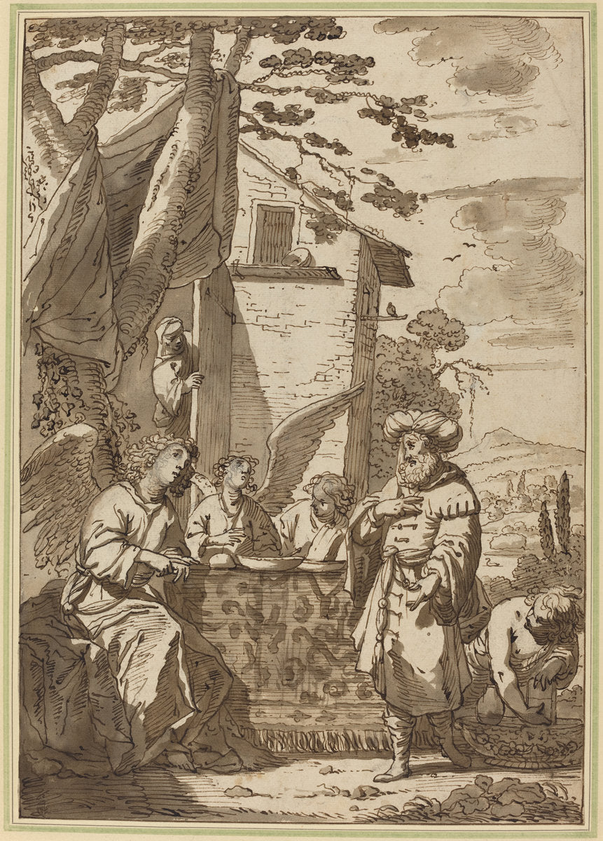 Abraham Entertaining the Angels by Jan Tengnagel (Dutch, 1584 - 1635), 16X12"(A3)Poster Print