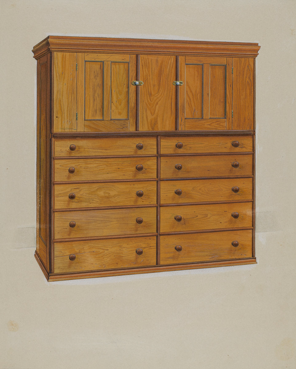 Cabinet with Drawers by Irving I. Smith (American, active c. 1935), 16X12"(A3)Poster Print