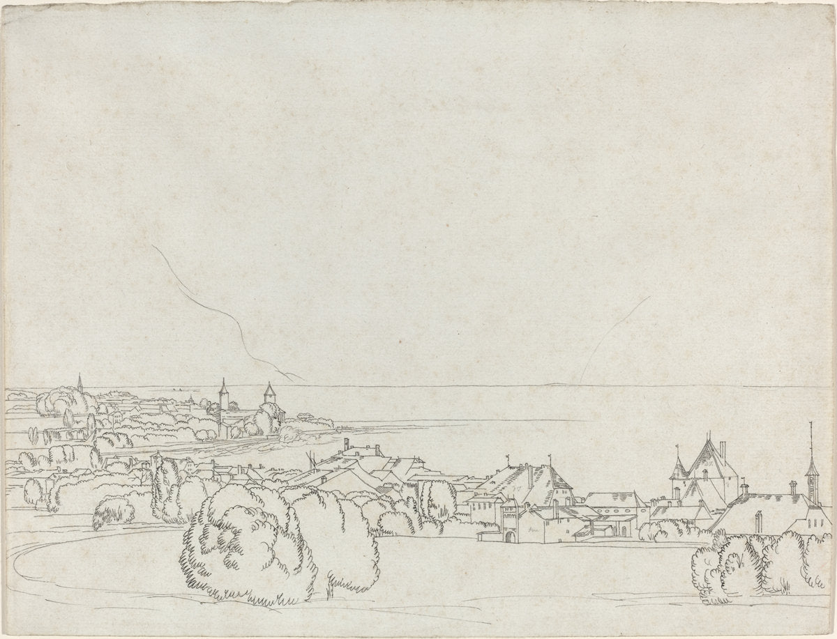 A View of Vevey with La Tour de Peilz in the Distance by Francis Towne (British, 1739 - 1816), 16X12"(A3)Poster Print