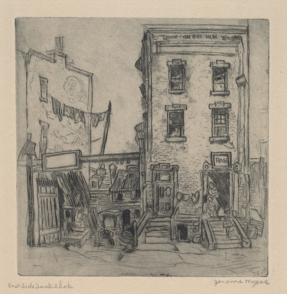 East Side Junk Shop by Jerome Myers (American, 1867 - 1940), 16X12"(A3)Poster Print