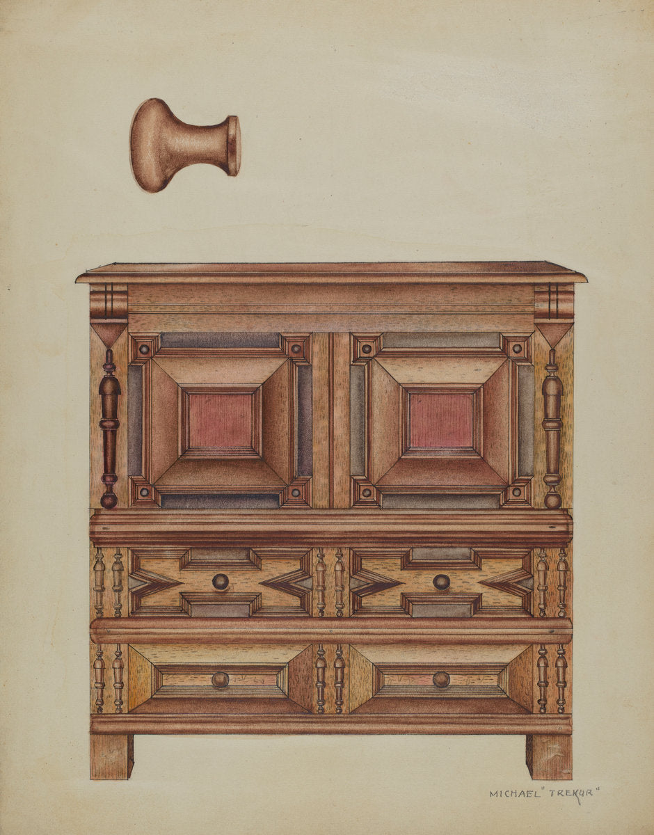 Chest (with two drawers) by Michael Trekur (American, active c. 1935), 16X12"(A3)Poster Print