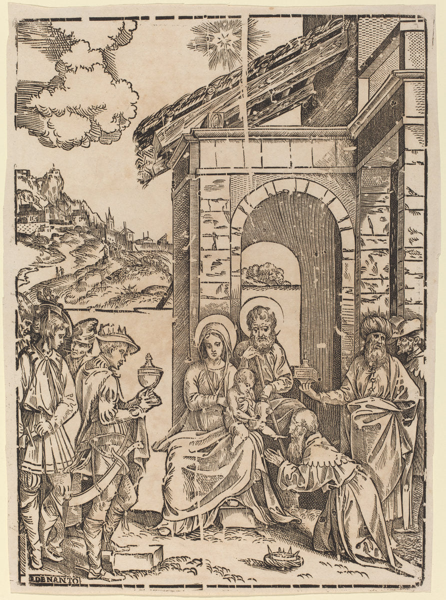 The Adoration of the Magi by Francesco Denanto (Italian, active c. 1532), 16X12"(A3)Poster Print