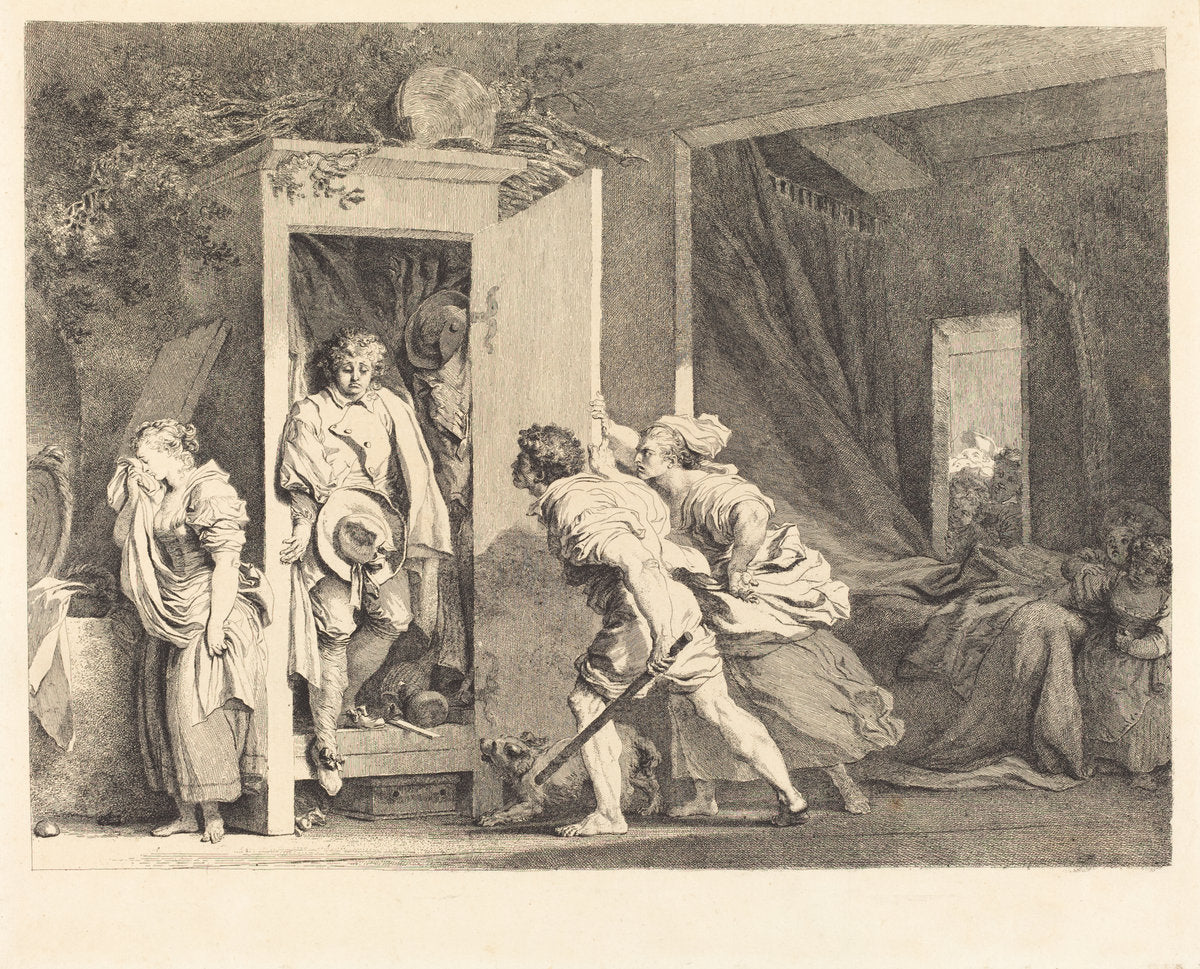 The Cupboard (L'armoire) by Jean-Honoré Fragonard (French, 1732 - 1806), 16X12"(A3)Poster Print