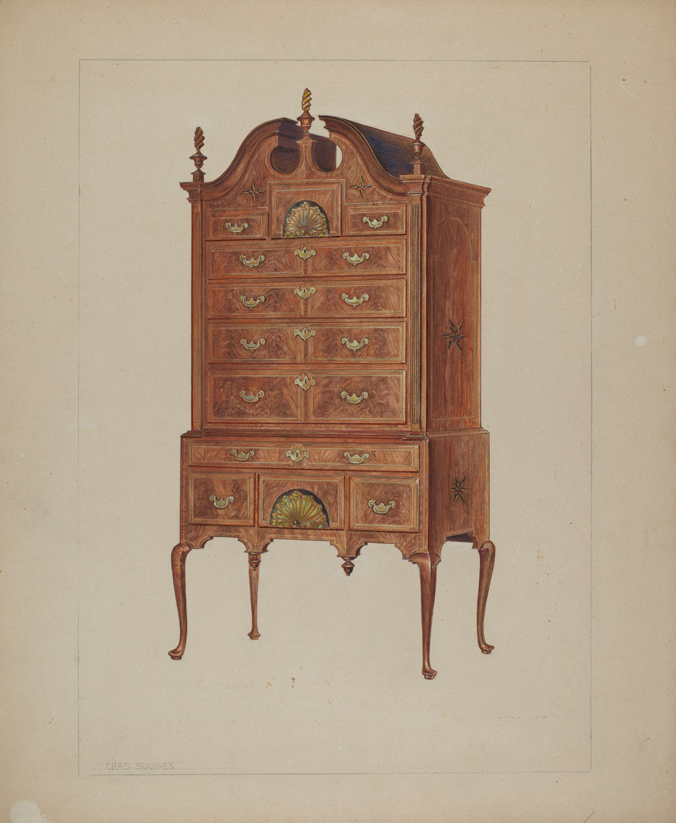 Highboy by Charles Squires (American, active c. 1935), 16X12"(A3)Poster Print