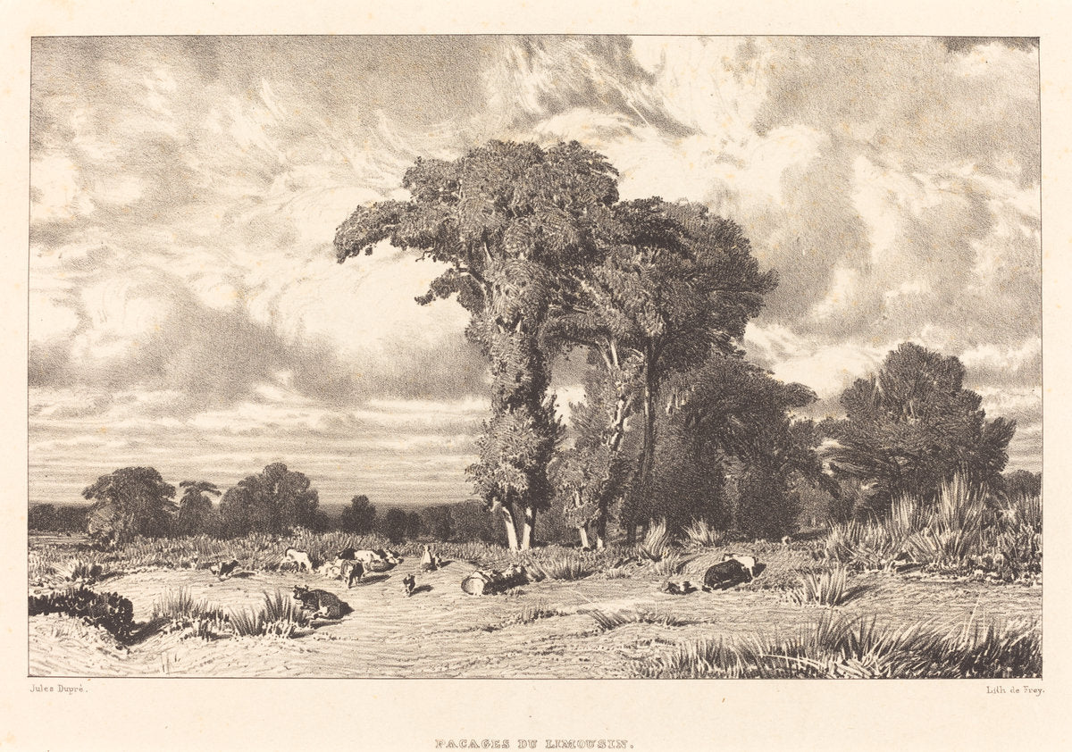 Pastures of Limousin (Pacages du Limousin) by Jules Dupré (French, 1811 - 1889), 16X12"(A3)Poster Print