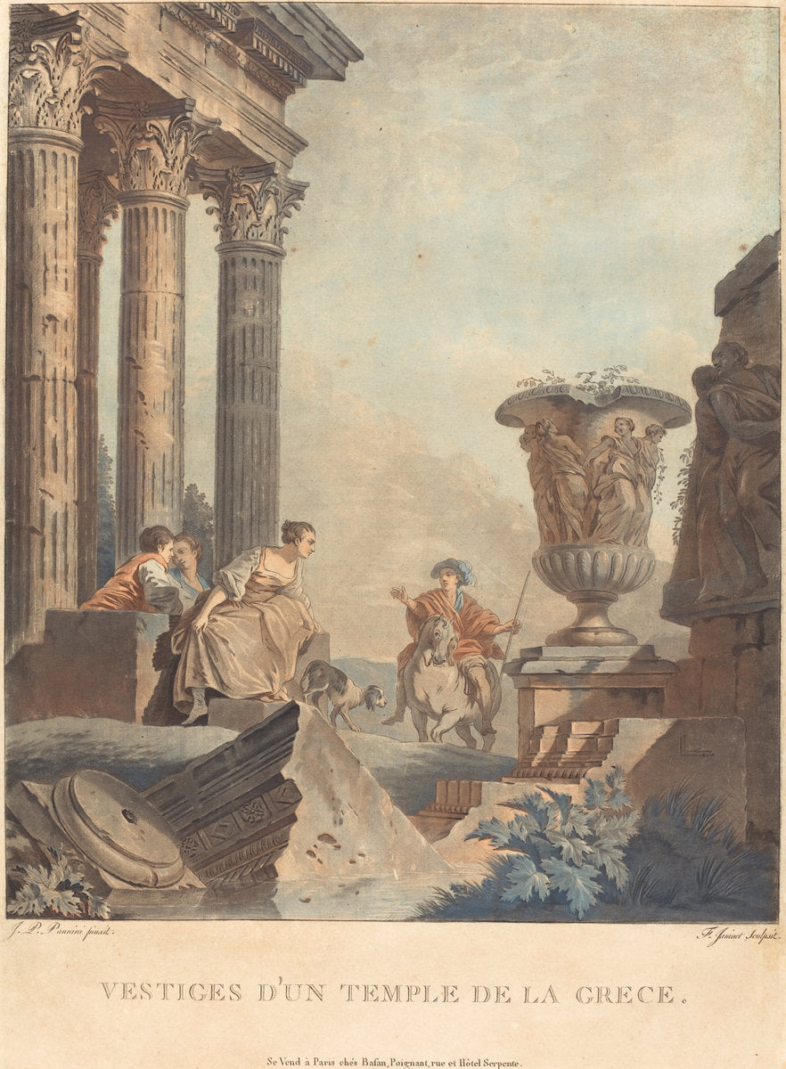 Vestiges d'un temple de la Grece by Jean-François Janinet after Giovanni Paolo Panini (French, 1752 - 1814), 16X12"(A3)Poster Print