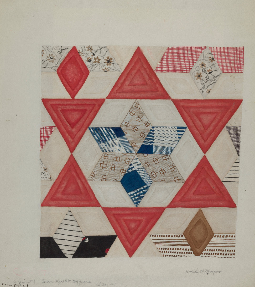 Shaker Quilt Pattern by Ralph N. Morgan (American, active c. 1935), 16X12"(A3)Poster Print
