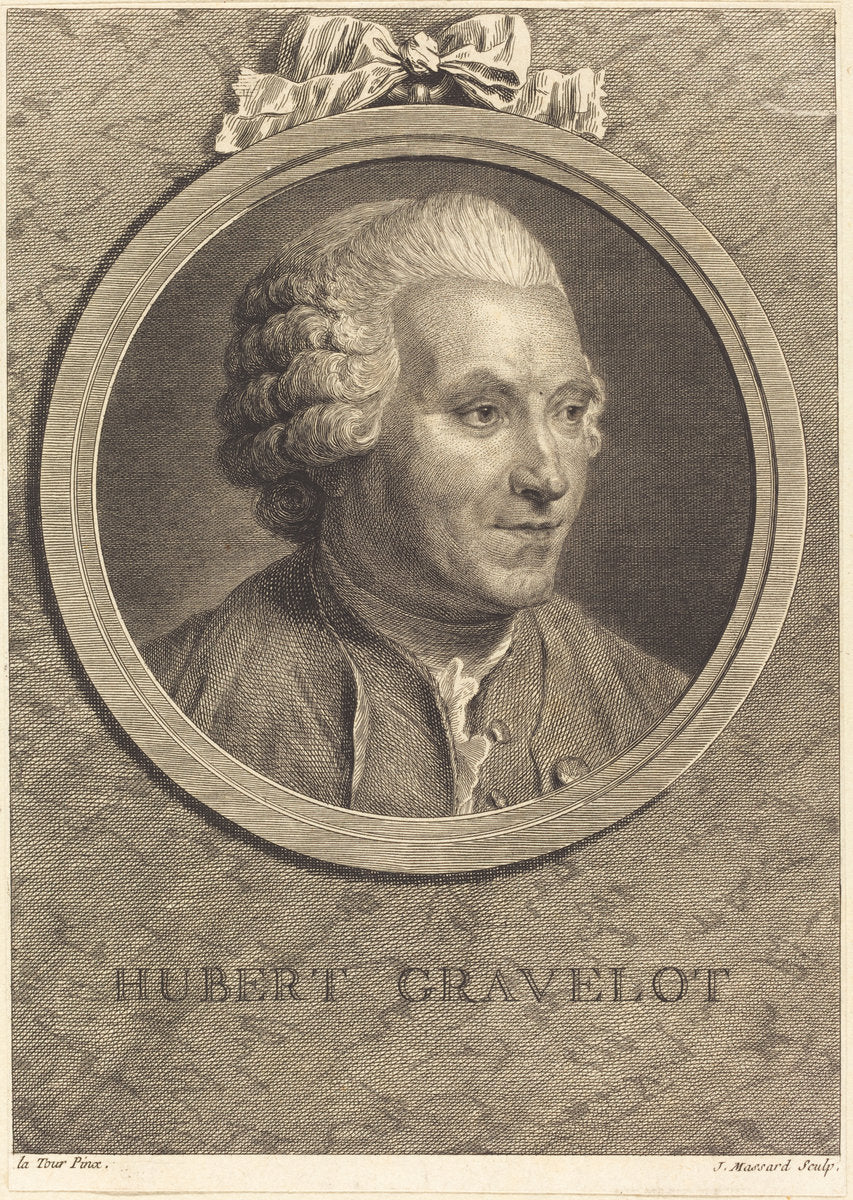 Hubert Gravelot by Jean Massard after Maurice-Quentin de La Tour (French, 1740 - 1822), 16X12"(A3)Poster Print