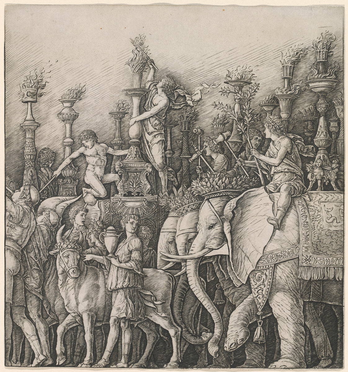 c. 1485/1490 by Workshop of Andrea Mantegna or Attributed to Zoan Andrea (The Triumph of Caesar: The Elephants), 16X12"(A3)Poster Print