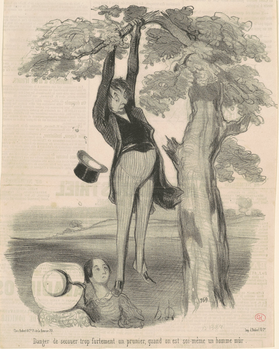Danger de secouer trop fortement ... Un prunier by Honoré Daumier (French, 1808 - 1879), 16X12"(A3)Poster Print