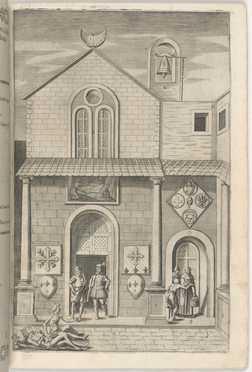 Façade of the Minor Church (Facciata della chiesa minore) [plate E] by Jacopo Ligozzi (artist), Anonymous engraver possibly Domenico Falcini, Lino Moroni (author) (Italian, 1547 - 1627), 16X12"(A3)Poster Print