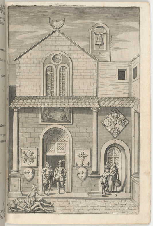 Façade of the Minor Church (Facciata della chiesa minore) [plate E] by Jacopo Ligozzi (artist), Anonymous engraver possibly Domenico Falcini, Lino Moroni (author) (Italian, 1547 - 1627), 16X12"(A3)Poster Print