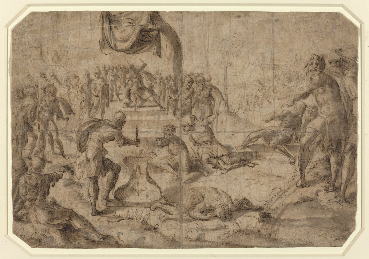 late 16th century by Netherlandish 16th Century (Sacrifice Scene (Gaius Mucius Scaevola?)), 16X12"(A3)Poster Print