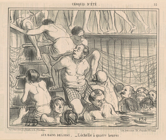 Aux bains Deligny by Honoré Daumier (French, 1808 - 1879), 16X12"(A3)Poster Print
