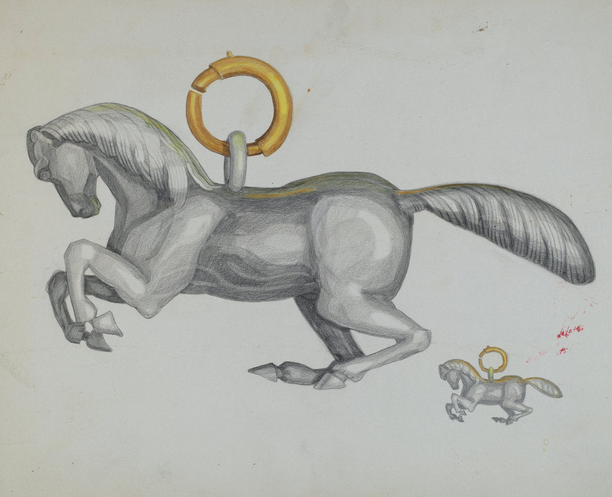 Horse Watch Fob by Tulita Westfall (American, active c. 1935), 16X12"(A3)Poster Print