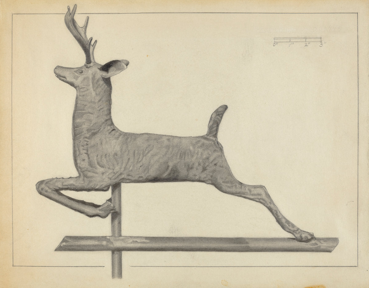 Deer Weather Vane by Salvatore Borrazzo (American, active c. 1935), 16X12"(A3)Poster Print