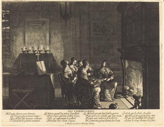 The Wise Virgins before the Fire by Abraham Bosse (French, 1602 - 1676), 16X12"(A3)Poster Print
