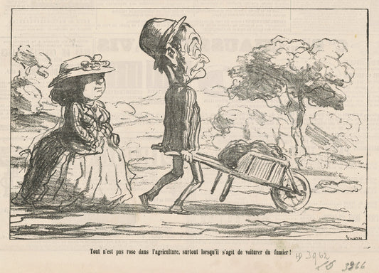 Tout n'est pas rose dans l'agriculture ... by Honoré Daumier (French, 1808 - 1879), 16X12"(A3)Poster Print