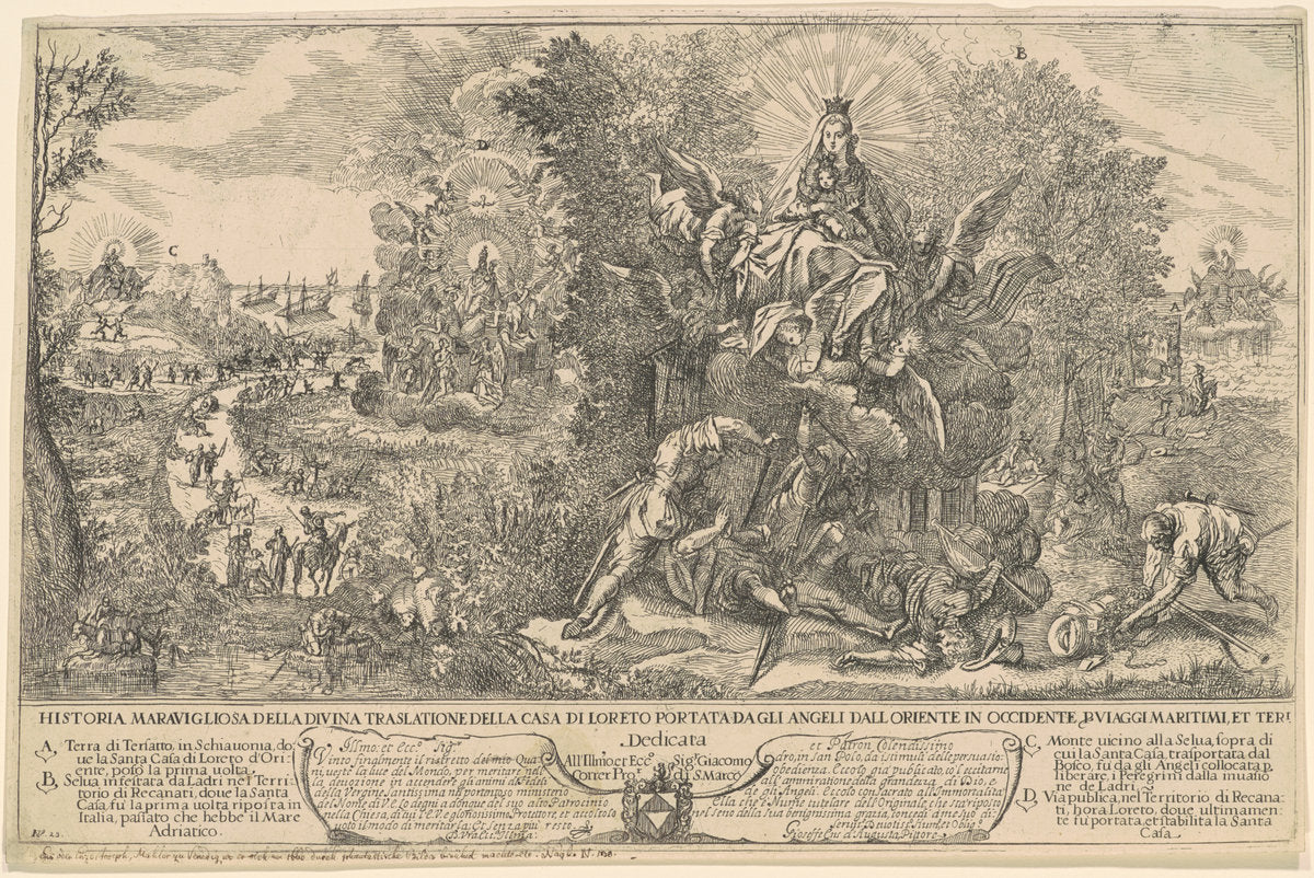 The Transport of the Holy House of Loreto by Joseph Heintz the younger (Swiss, c. 1600 - 1678), 16X12"(A3)Poster Print