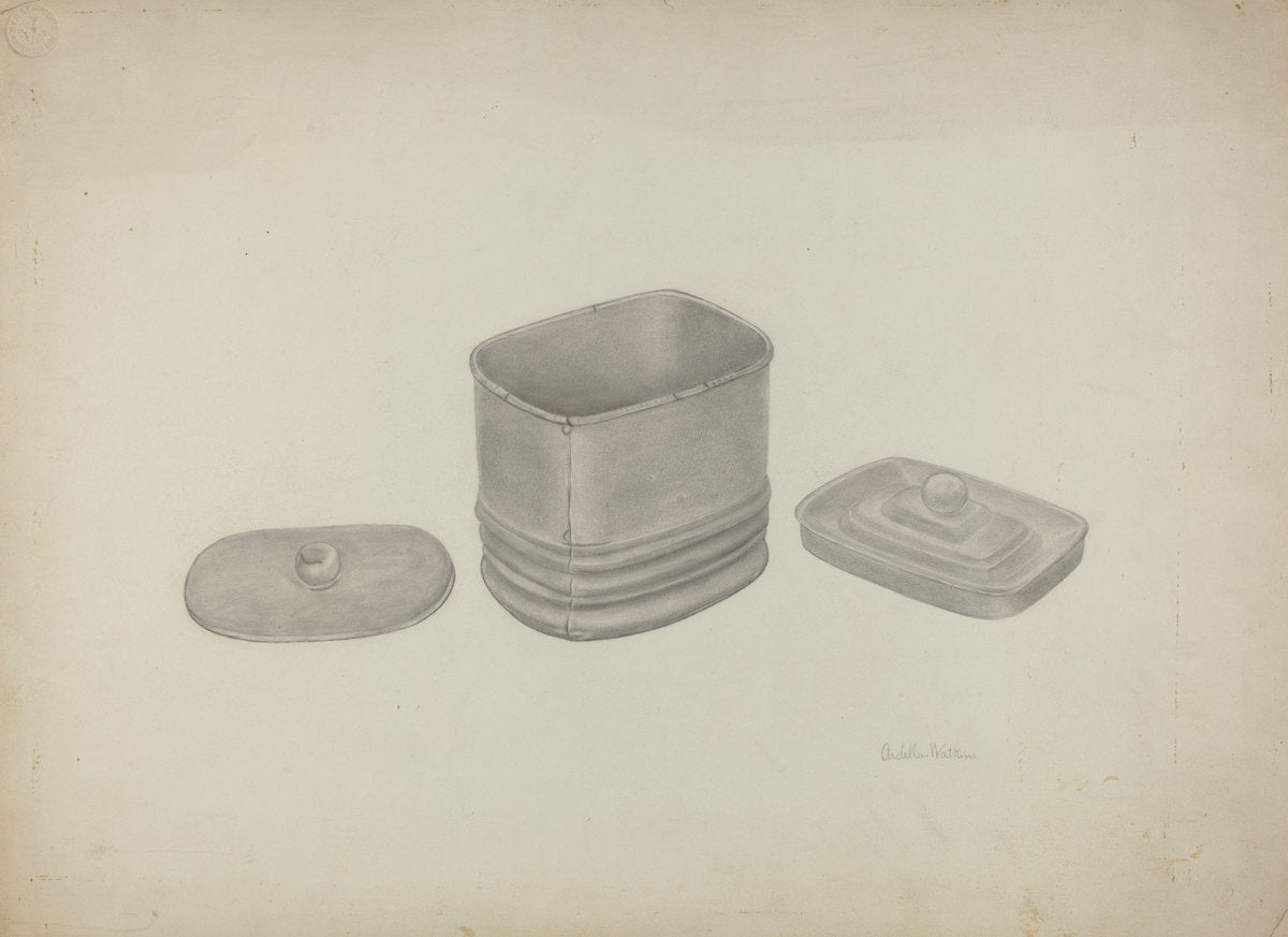 Pewter Tobacco Jar by Ardella Watkins (American, active c. 1935), 16X12"(A3)Poster Print