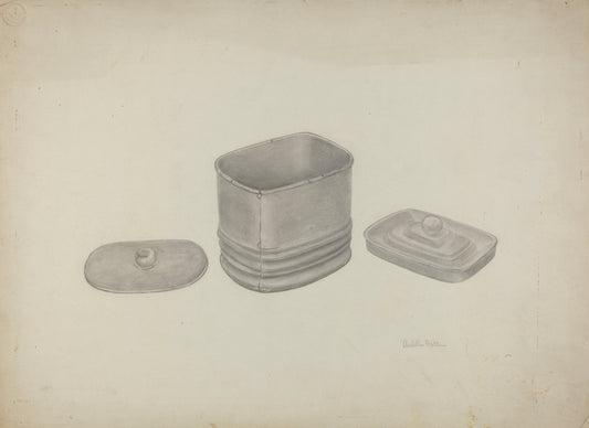 Pewter Tobacco Jar by Ardella Watkins (American, active c. 1935), 16X12"(A3)Poster Print