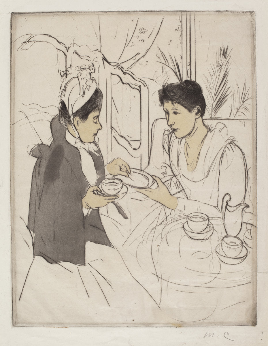 Afternoon Tea Party by Mary Cassatt (American, 1844 - 1926), 16X12"(A3)Poster Print