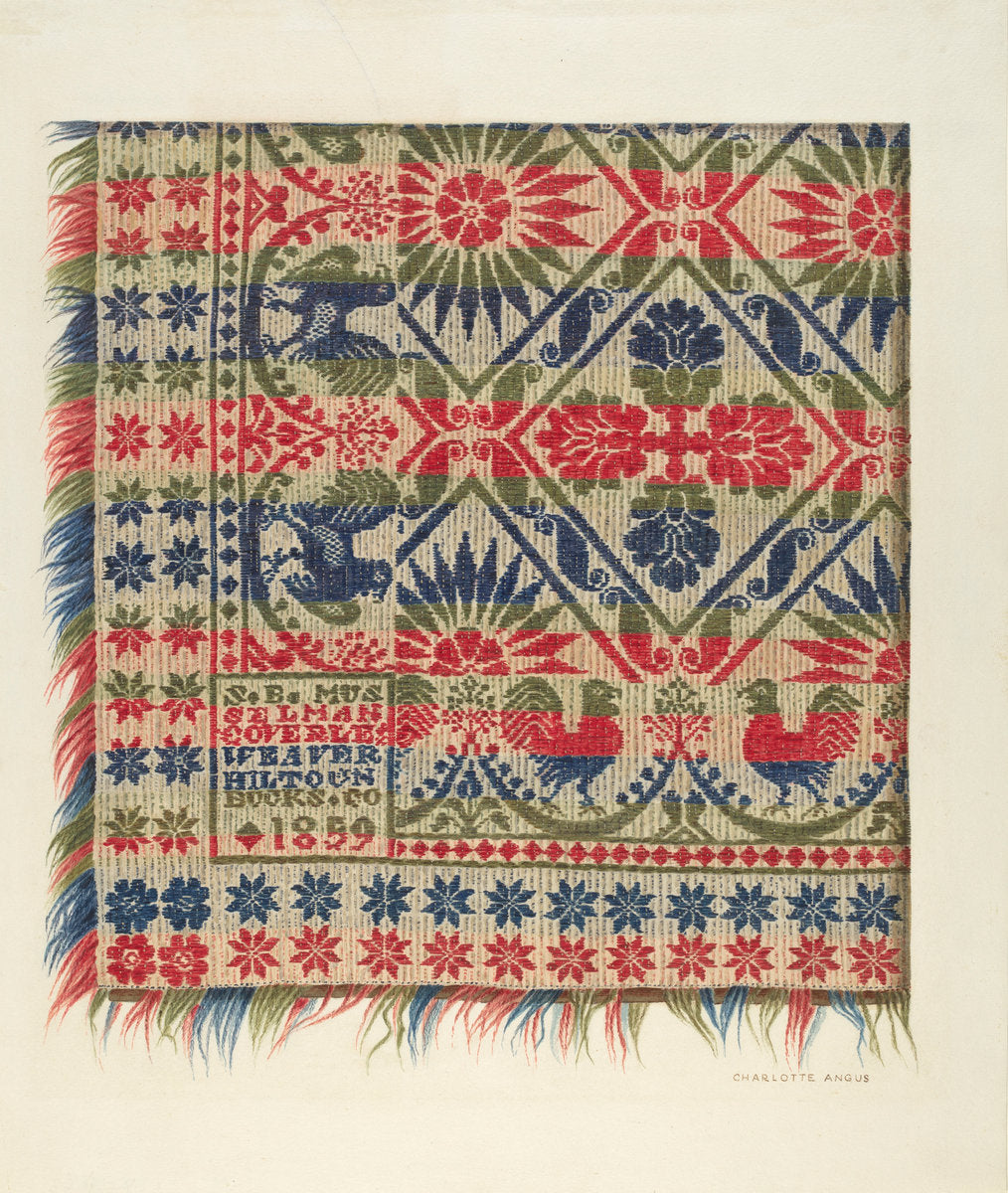 Woven Coverlet by Charlotte Angus (American, 1911 - 1989), 16X12"(A3)Poster Print