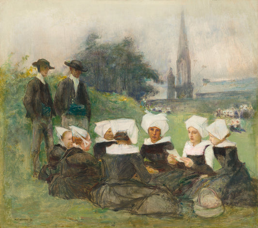 Study for "Breton Women at a Pardon" by Pascal-Adolphe-Jean Dagnan-Bouveret (French, 1852 - 1929), 16X12"(A3)Poster Print