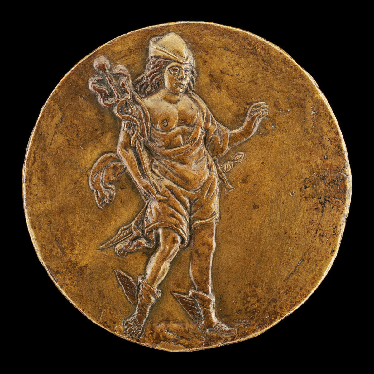 bronze by Style of Niccolò Fiorentino (Mercury Carrying a Caduceus [reverse]), 16X12"(A3)Poster Print