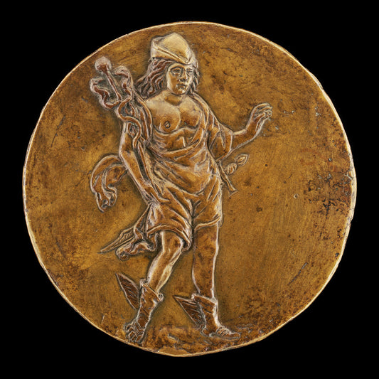 bronze by Style of Niccolò Fiorentino (Mercury Carrying a Caduceus [reverse]), 16X12"(A3)Poster Print