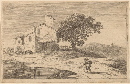 Large Tree near a House by Herman van Swanevelt (Dutch, c. 1600 - 1655), 16X12"(A3)Poster Print