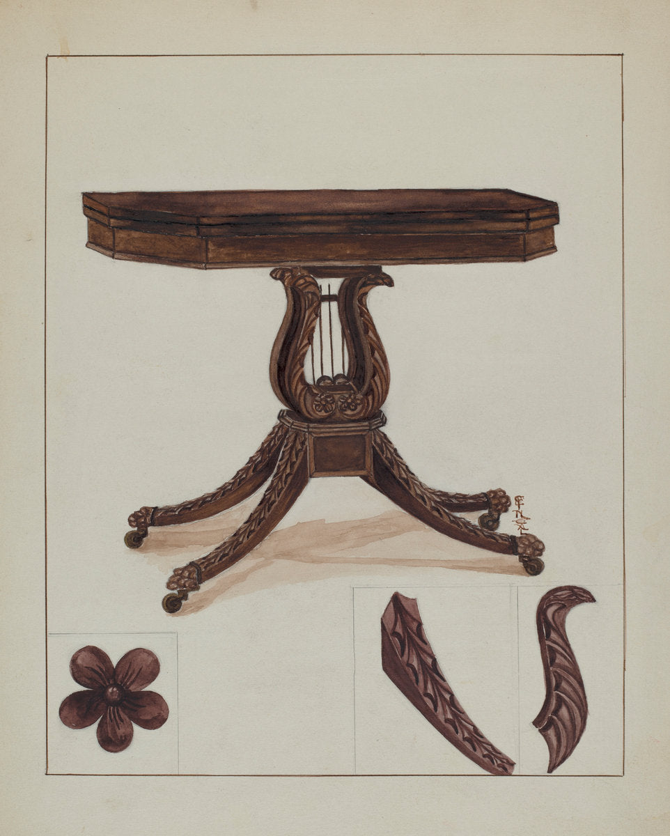 Card Table by Florence Neal (American, active c. 1935), 16X12"(A3)Poster Print