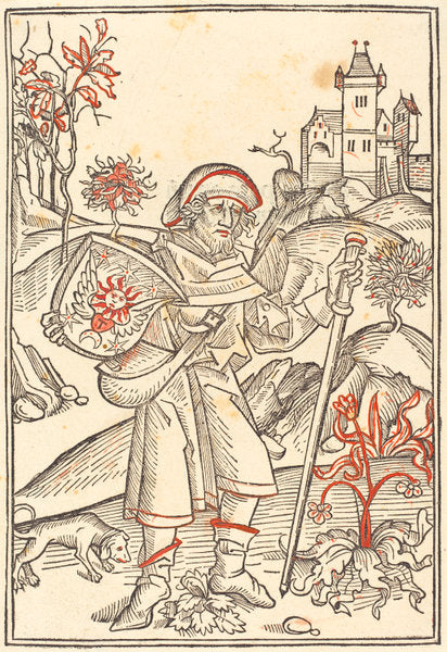 1489 by German 15th Century (Gerson as Pilgrim), 16X12"(A3)Poster Print