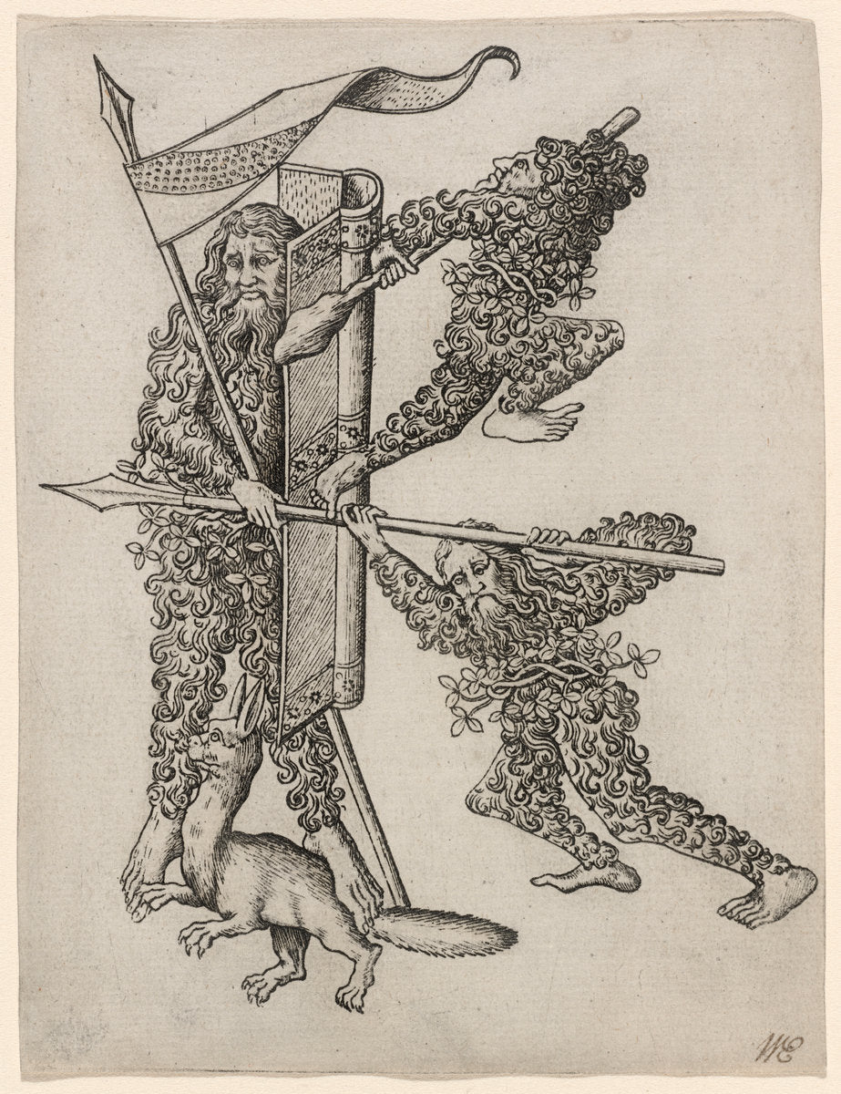 The Letter "K" by Master E.S. (German, active c. 1450 - active 1467), 16X12"(A3)Poster Print