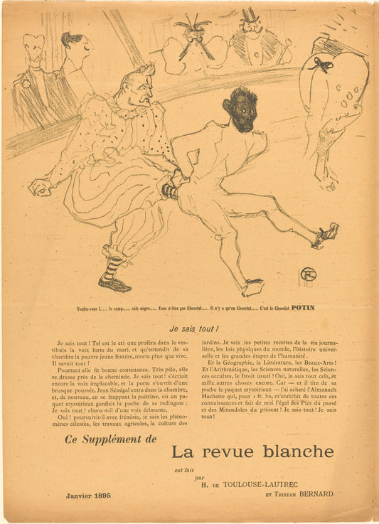 Footit and Chocolat (Footit et Chocolat) [left recto] by Henri de Toulouse-Lautrec (French, 1864 - 1901), 16X12"(A3)Poster Print