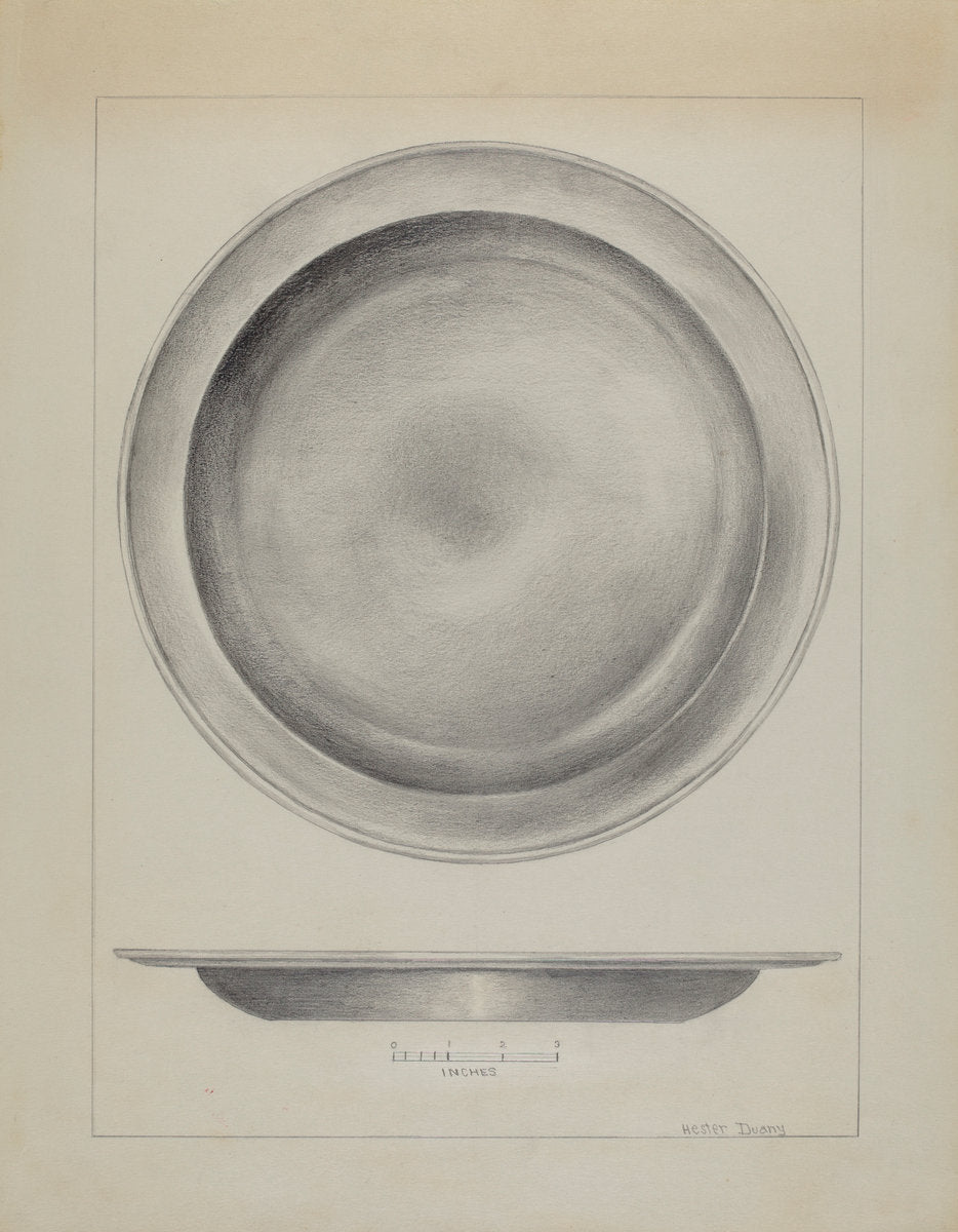 Pewter Deep Plate by Hester Duany (American, 1891 - 1964), 16X12"(A3)Poster Print