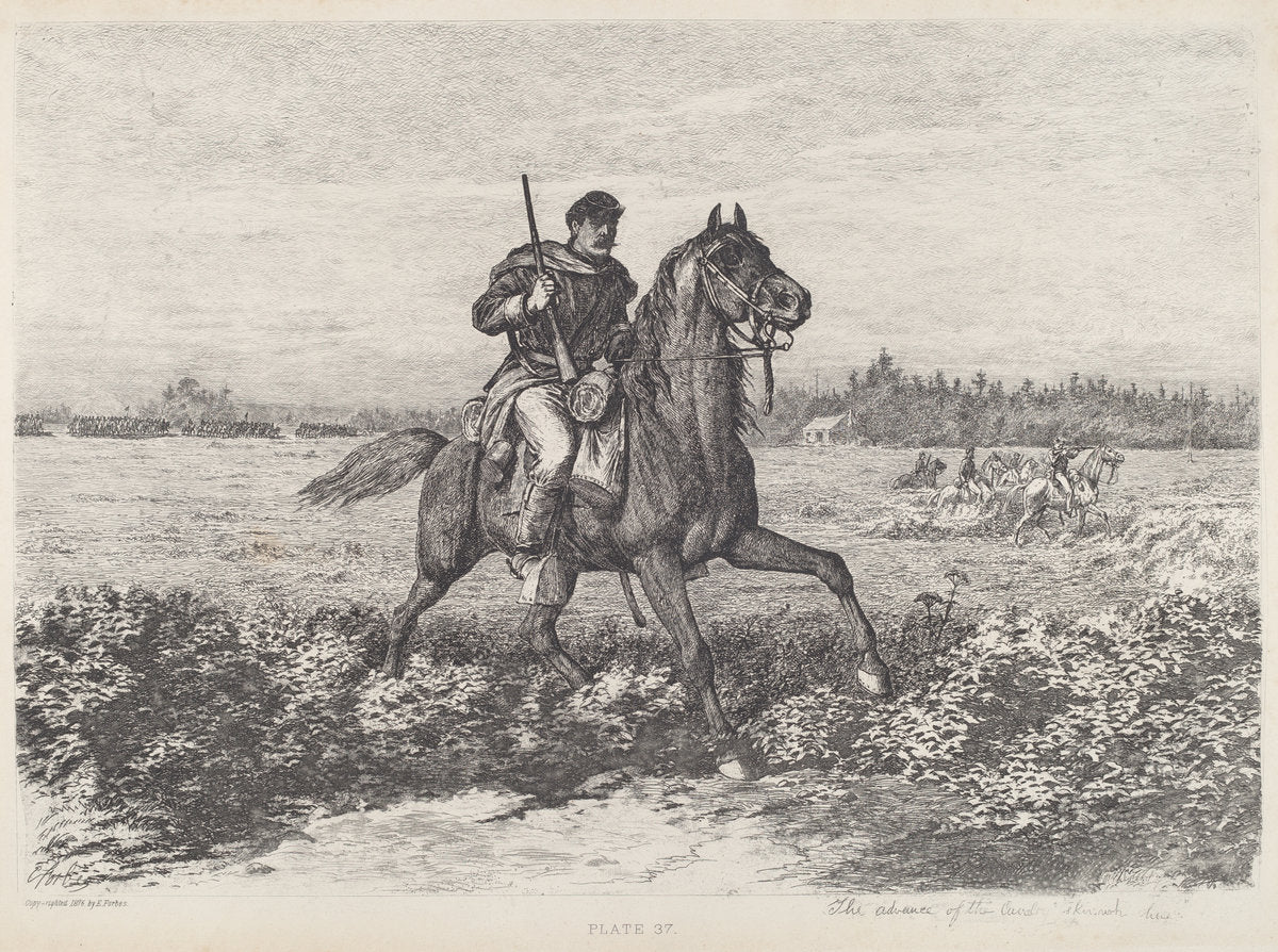 The Advance of the Cavalry by Edwin Forbes (American, 1839 - 1895), 16X12"(A3)Poster Print