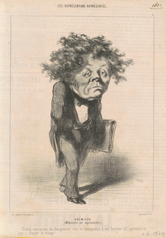 Adolphe  Crémieux by Honoré Daumier (French, 1808 - 1879), 16X12"(A3)Poster Print